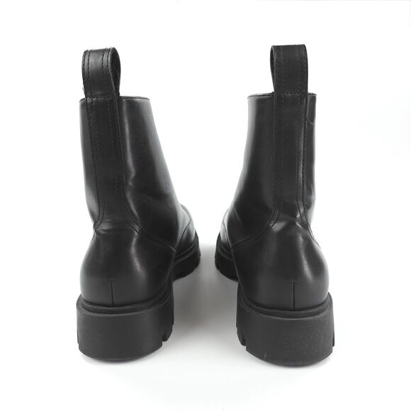 ZARA 100% Leather Lug Sole Zip Front Combat Boots Black Y2k Goth Grunge Indie main image 6